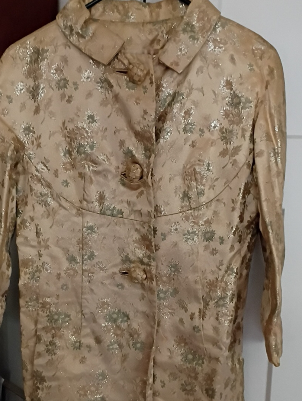 Gold Floral Brocade Women's Blazer Jacket